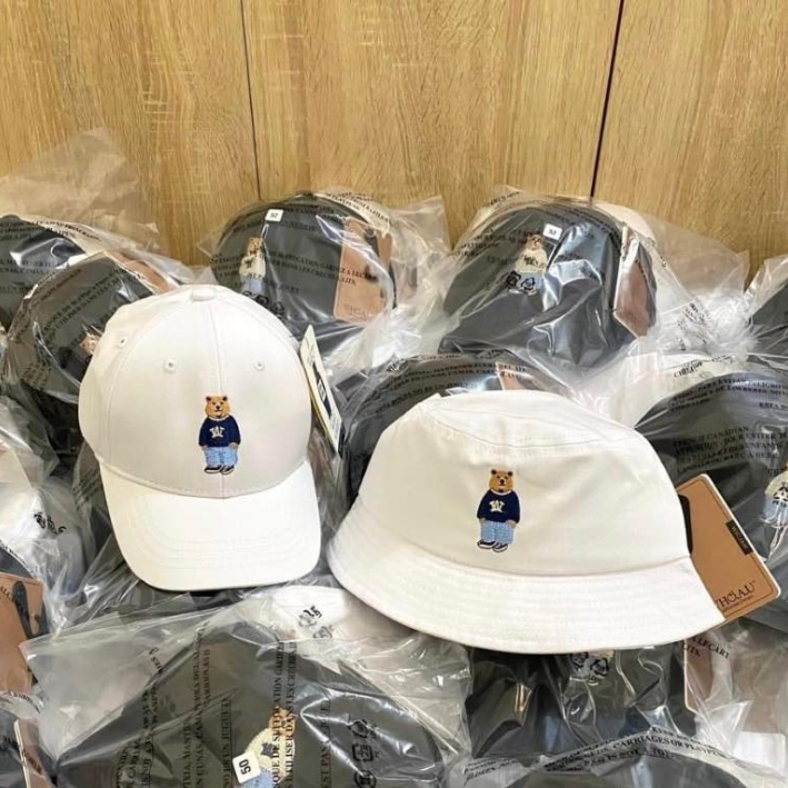 Combo cặp mũ gấu full màu size NHÍ khoá cài, set mũ lưỡi trai nón kết, M164