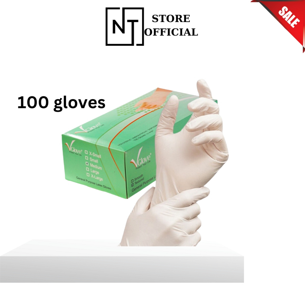 Hộp 100 Chiếc Găng Tay Trắng Vglove Không Bột Làm Trong Y Tế Thẩm Mỹ Spa Phun Xăm Nha Khoa Hàng Loại 1