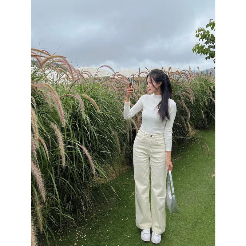 Áo Len Gân - 915 - Trơn - Cổ Cao - Tay Dài