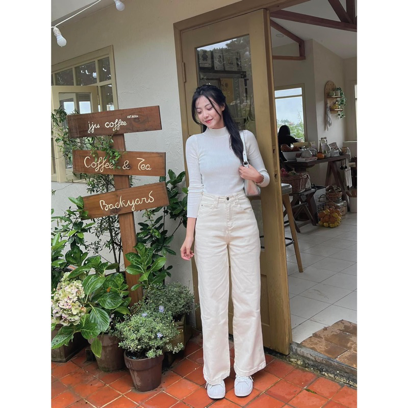 Áo Len Gân - 915 - Trơn - Cổ Cao - Tay Dài