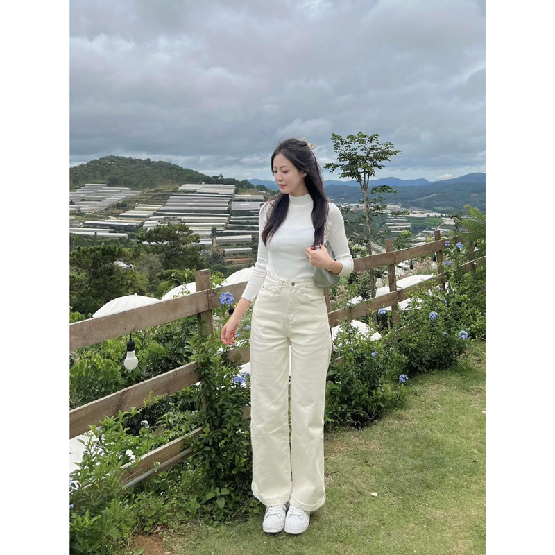 Áo Len Gân - 915 - Trơn - Cổ Cao - Tay Dài