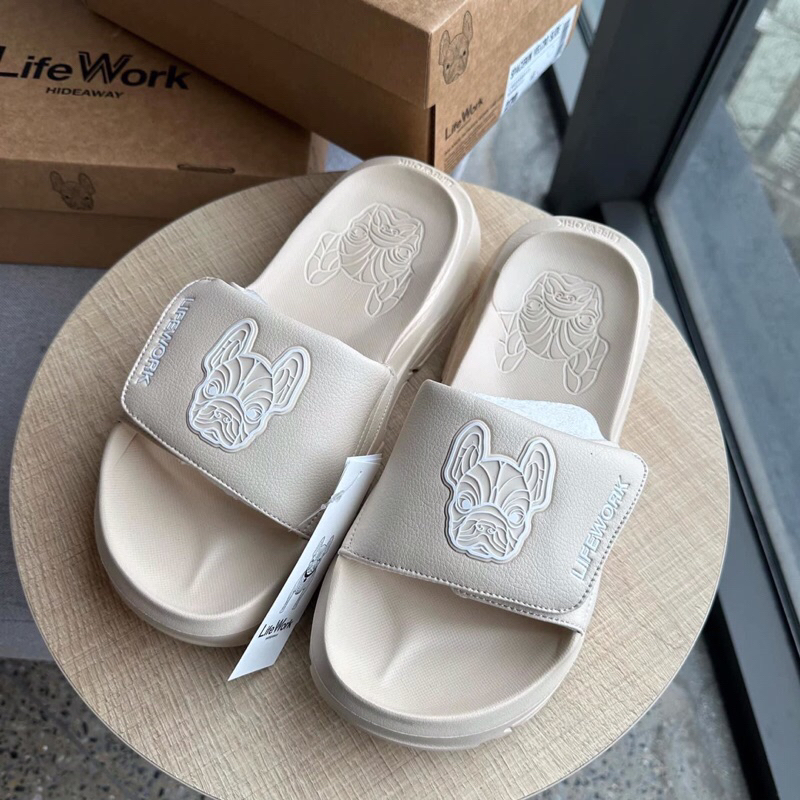 |Fullbox Ảnh thật| Dép quai ngang Life Work in Side  Black Pink