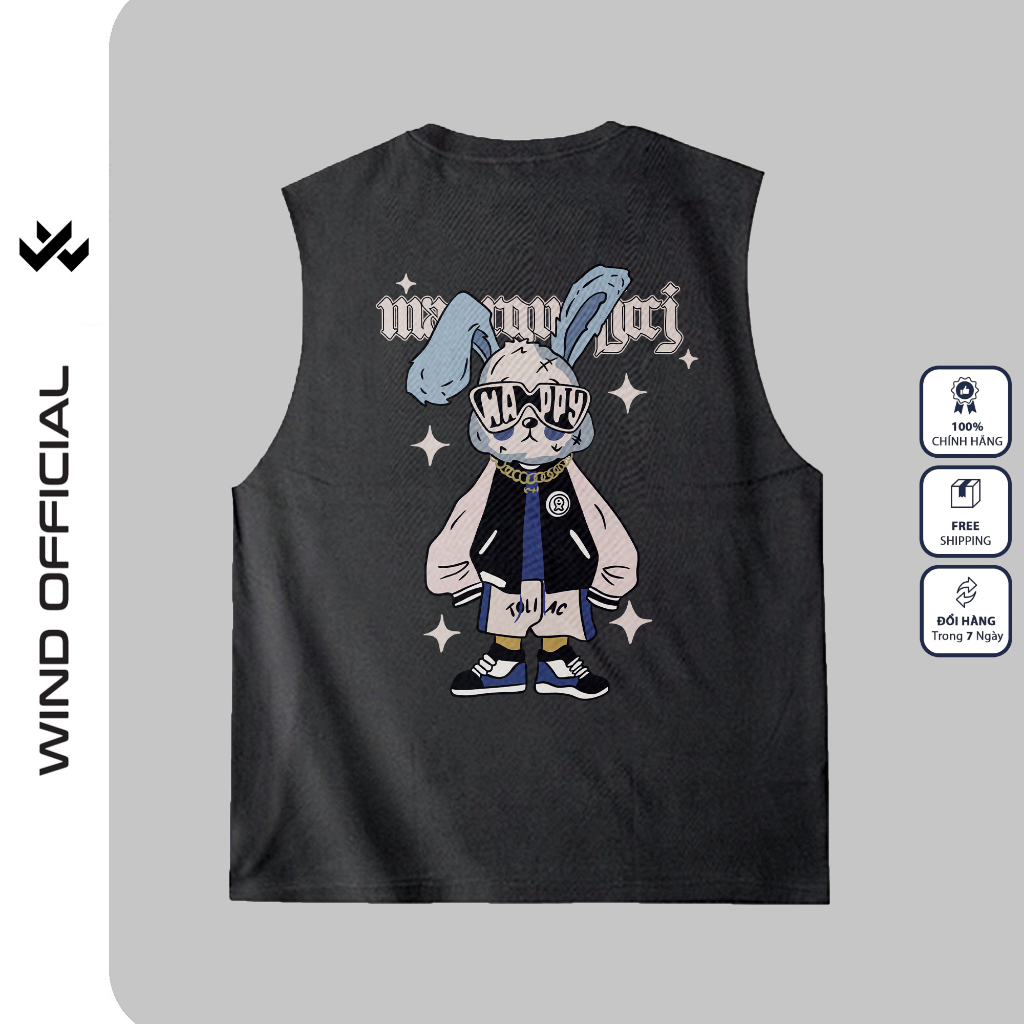 Áo ba lỗ unisex WIND form rộng sát nách Thỏ Bunny tanktop thời trang nam nữ oversize