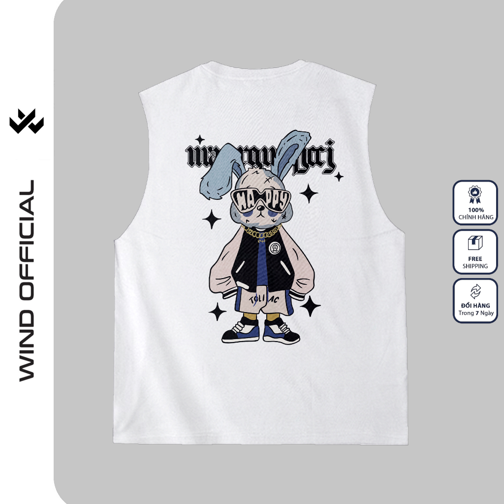 Áo ba lỗ unisex WIND form rộng sát nách Thỏ Bunny tanktop thời trang nam nữ oversize