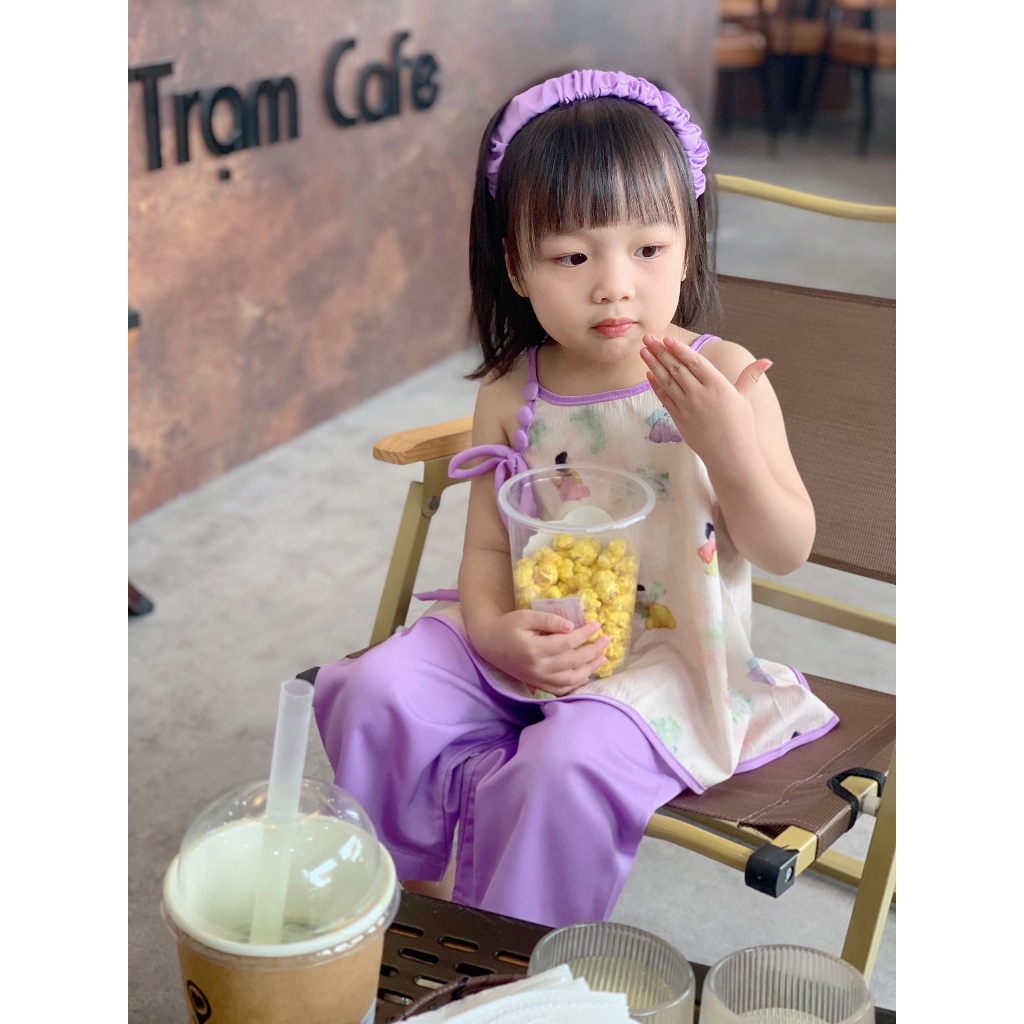 Set áo yếm quần lụa cho mẹ và bé gái BYANAN  (kèm cài tóc)