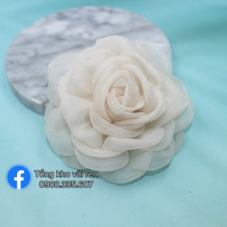 Hoa voan organza,hoa hồng cài áo váy