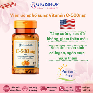 [Bill hãng] Viên uống bổ sung Vitamin C Puritan’s Pride C-500mg 100 viên