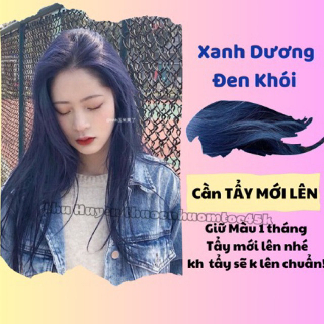Nhuộm tóc màu xanh dương đen khói [cần tẩy mới lên chuẩn ]