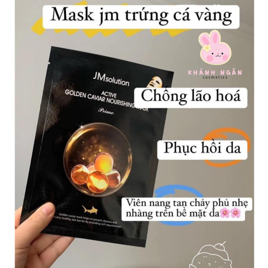 Mặt Nạ Trứng Cá Tầm Phục Hồi Tái Tạo Da JMsolution Active Golden Caviar Nourishing Mask Prime 30ml lẻ miếng