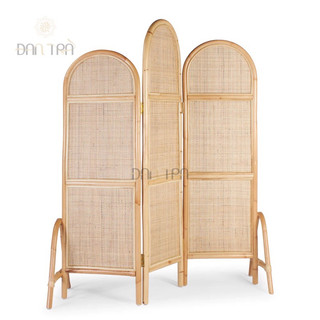 Bộ 3 bình phong mây cách điệu, vách ngăn mây trang trí phòng, tấm mây đan decor phòng Đan Trà