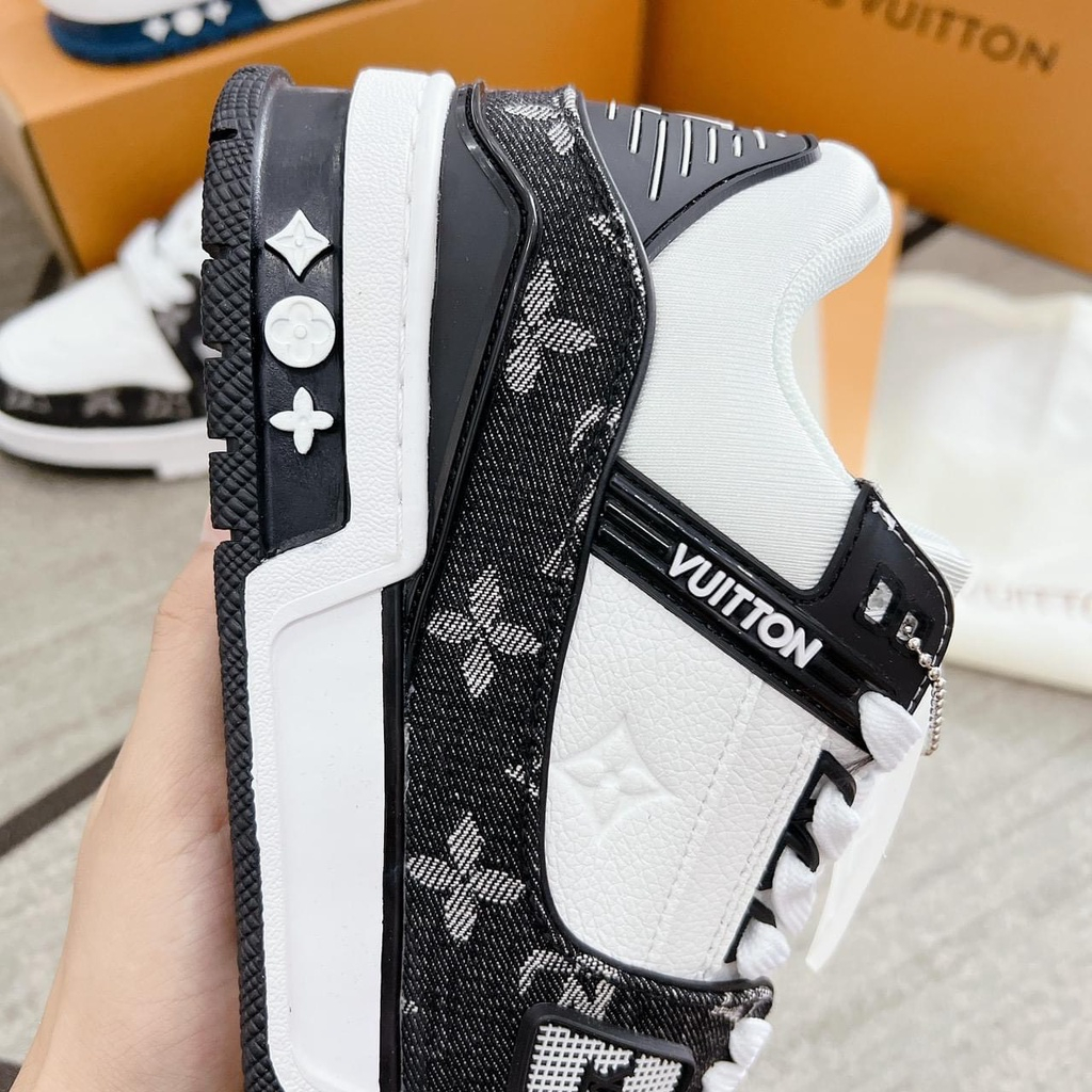 Giày Lv Louis Vuitton Trainer Black White, Giày Thể Thao Lv Đen Trắng Nam Nữ Hot Trend 2023