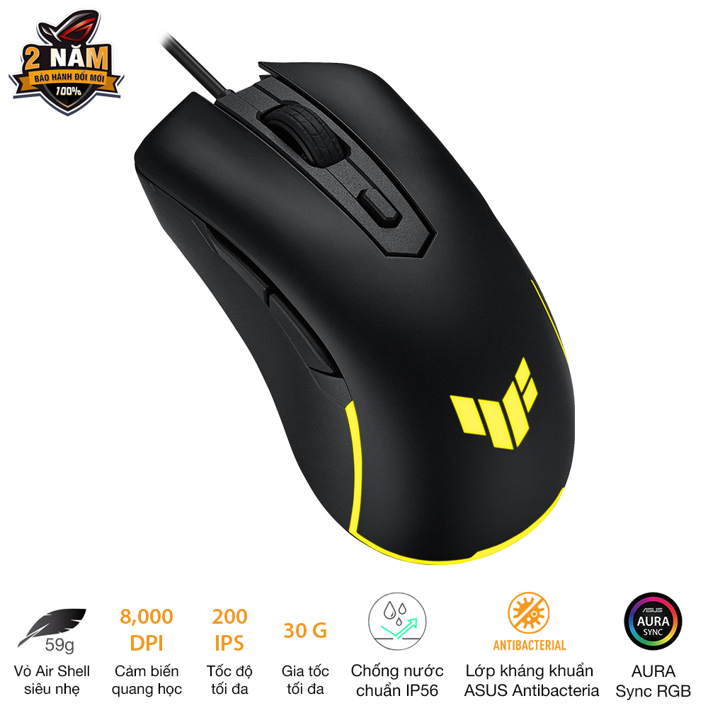 Chuột game có dây ASUS TUF GAMING M3 GEN II, 8000Dpi, chống bụi nước IP56