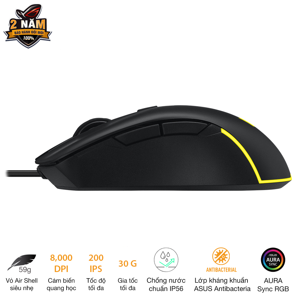 Chuột game có dây ASUS TUF GAMING M3 GEN II, 8000Dpi, chống bụi nước IP56