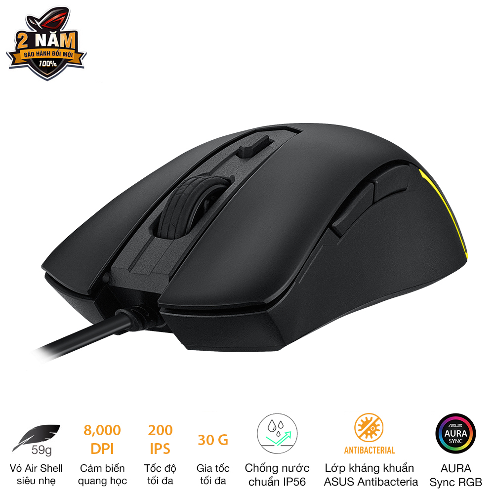 Chuột game có dây ASUS TUF GAMING M3 GEN II, 8000Dpi, chống bụi nước IP56