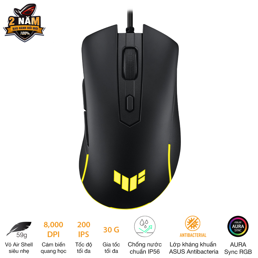 Chuột game có dây ASUS TUF GAMING M3 GEN II, 8000Dpi, chống bụi nước IP56
