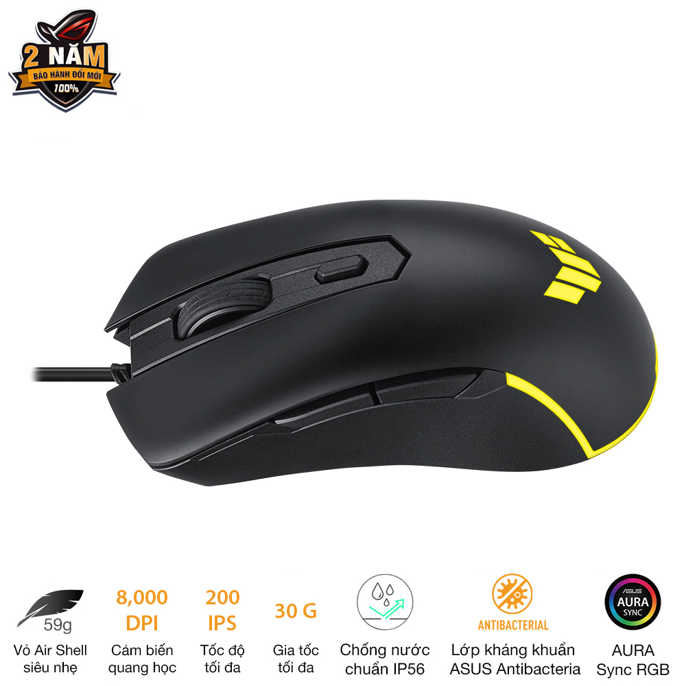 Chuột game có dây ASUS TUF GAMING M3 GEN II, 8000Dpi, chống bụi nước IP56