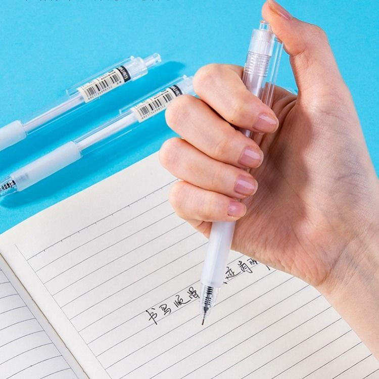 Bút bi nước, bút gel bấm Deli A122 ngòi 0.35mm viết trơn - Mực đen