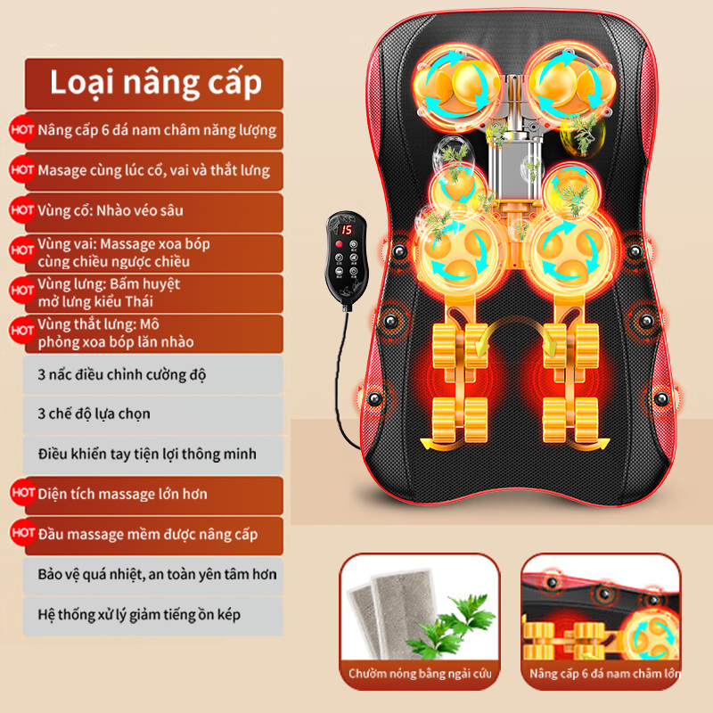 Máy massage lưng, máy đa công dụng với thao tác thông minh, massage toàn thân, massage cùng lúc cổ vai lưng thắt lưng