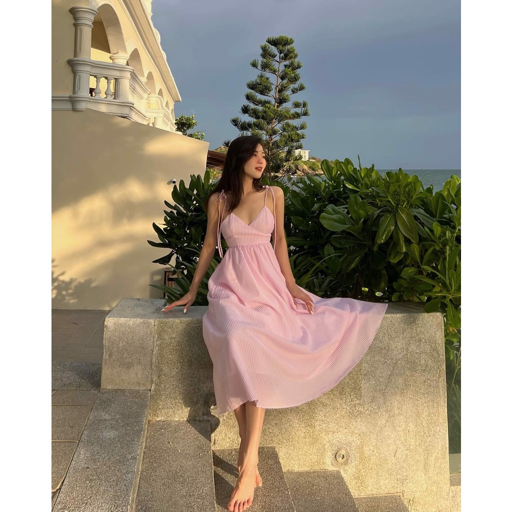 Đầm midi hồng DOTTIE newtag
