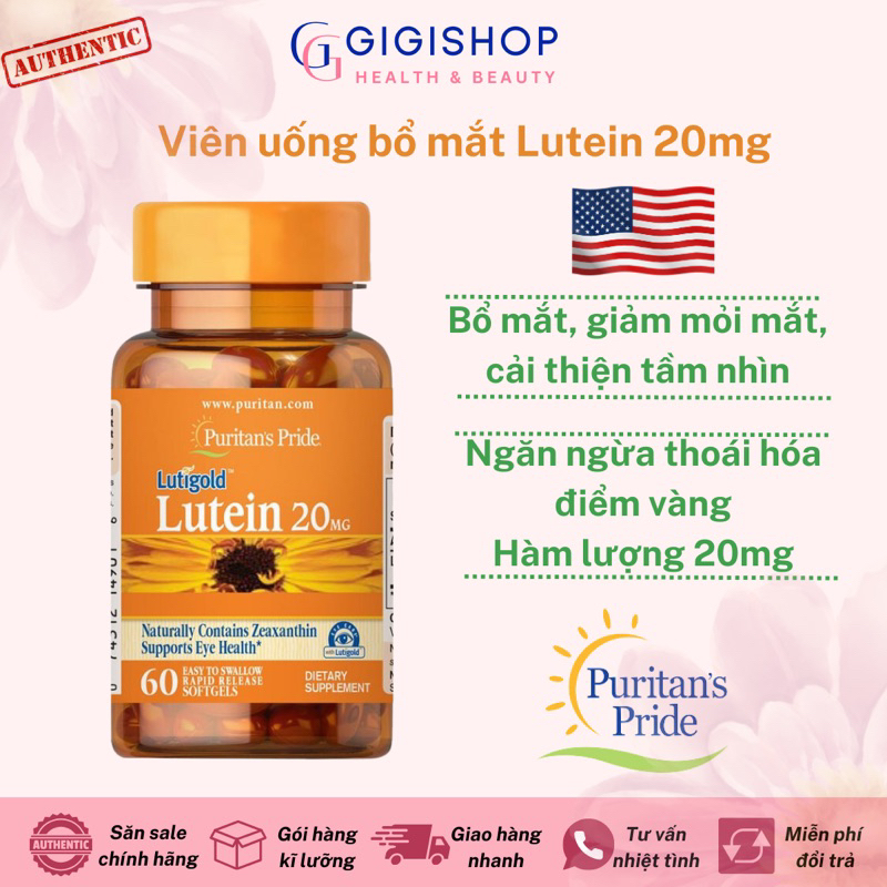 [Bill US] Viên uống bổ mắt Puritan’s Pride Lutein 20mg/6mg