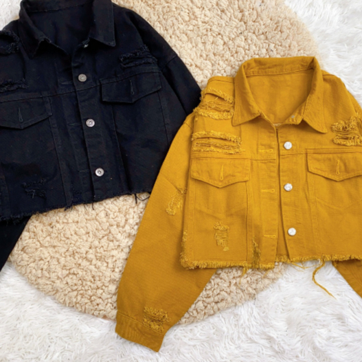 Áo khoác Jean rách crotop tua lai cá tính Bigsize 39-65kg