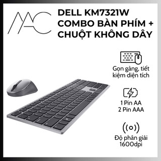 Bộ bàn phím chuột không dây dell premier multi-device wireless keyboard and mouse km7321 w -chính hãng bh 12 tháng