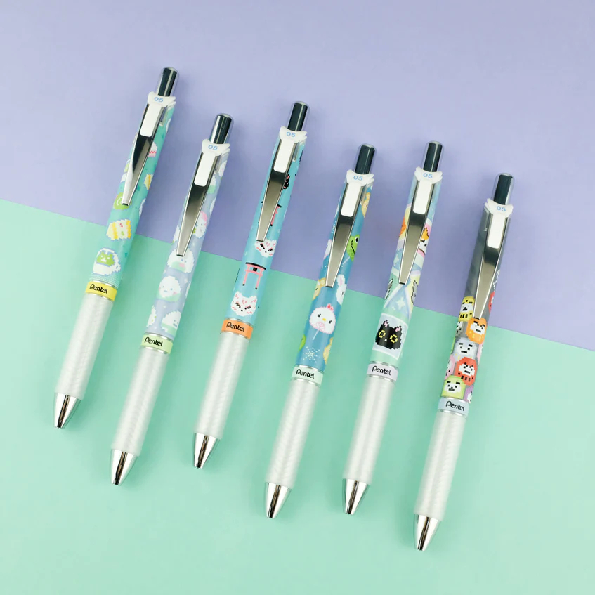 Bút Gel PENTEL Energel Kawaii Pixel II Mực Đen Ngòi 0.5mm - Hàng Chính Hãng BLN75KW
