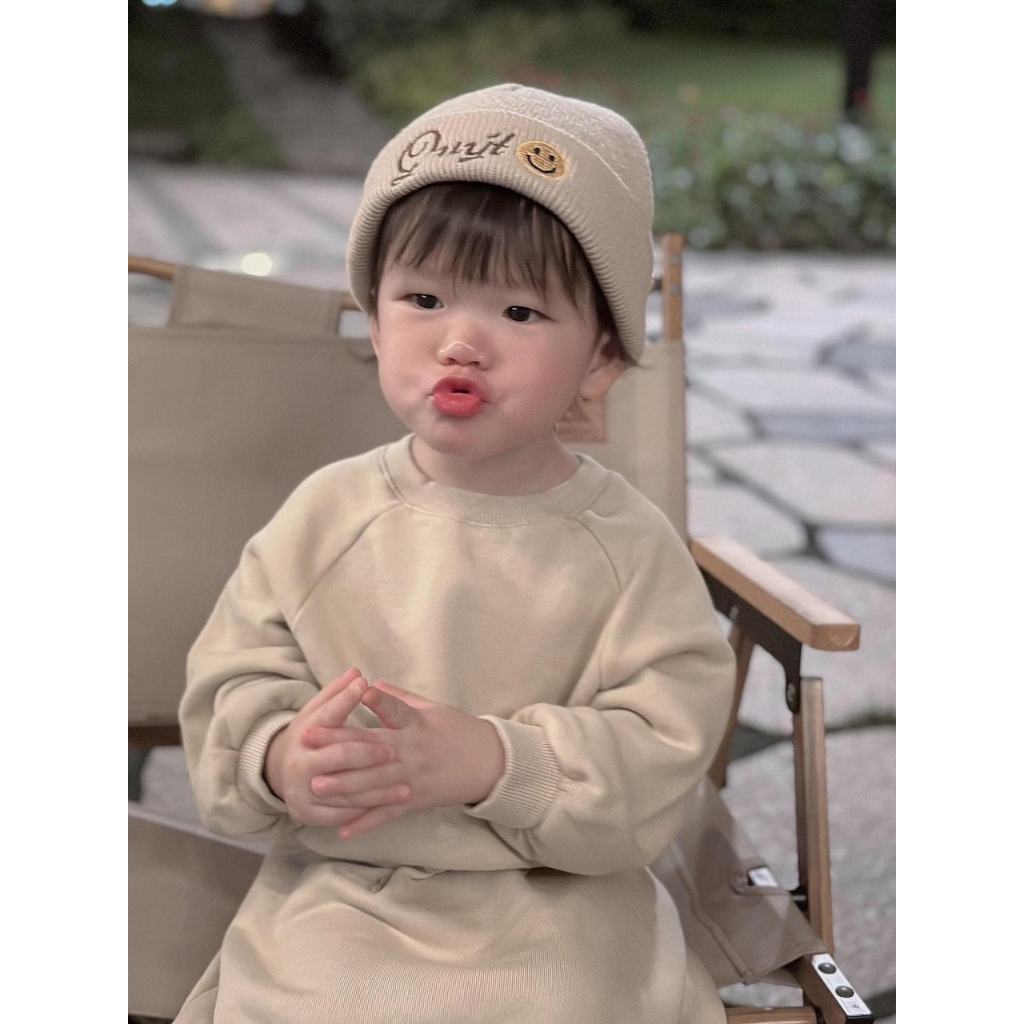 Mũ len THÊU TÊN style Hàn quốc cực chất cho bé