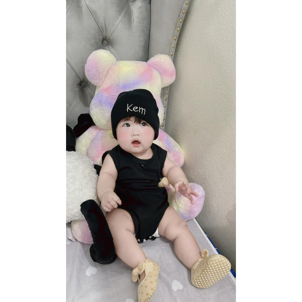 Mũ len THÊU TÊN style Hàn quốc cực chất cho bé