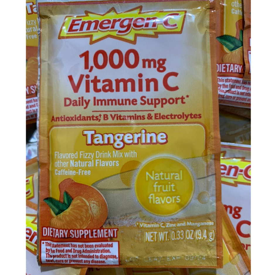 Gói 9gam Bột Xủi Hòa Tan Emergen C bổ sung vitamin C 1000mg có 3 mùi cam, quýt, Mâm xôi của Mỹ