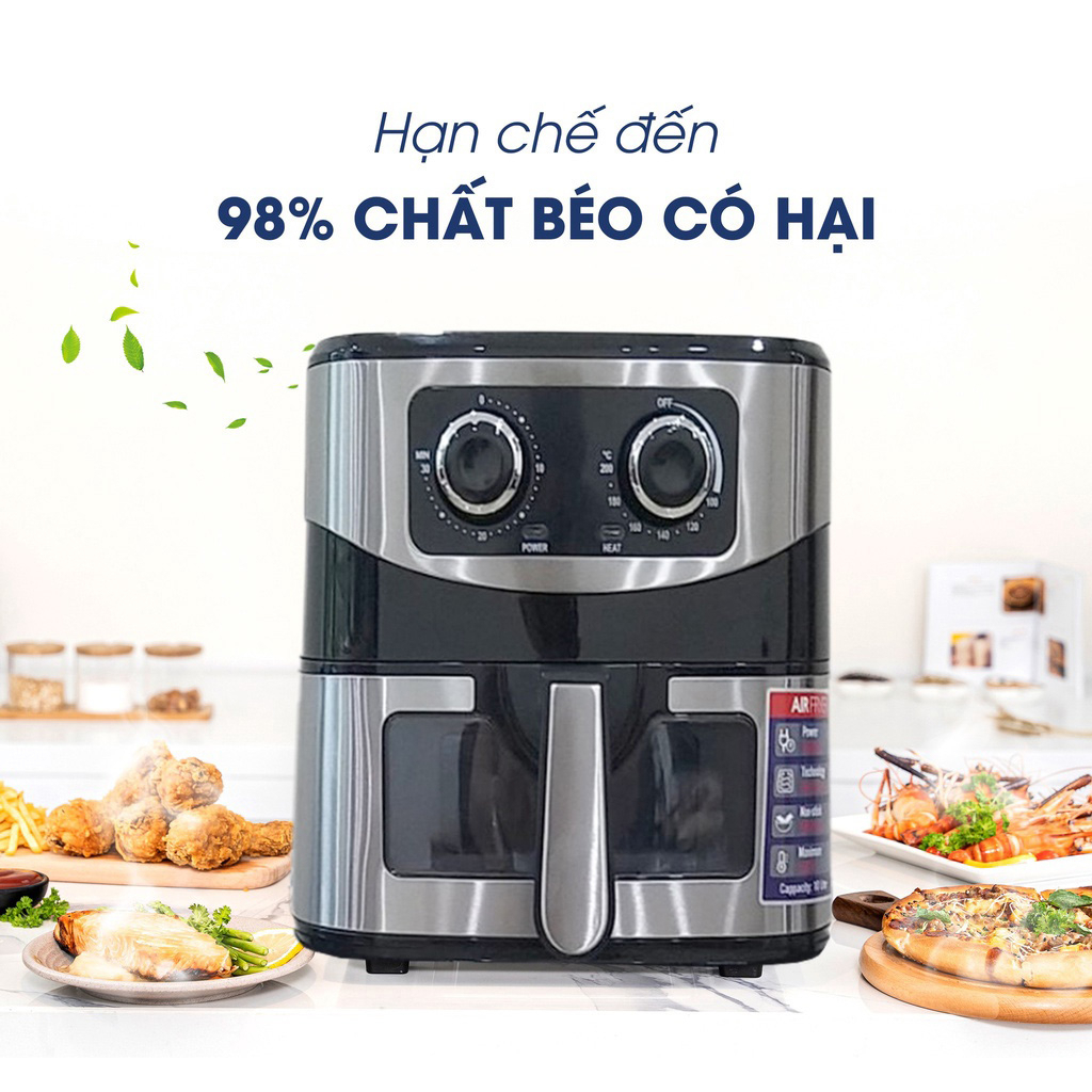 Nồi chiên không dầu 12L Seka - SHARP ThaiLand KS12 mặt trước có kính kiểm soát nướng, Dung tích 12L