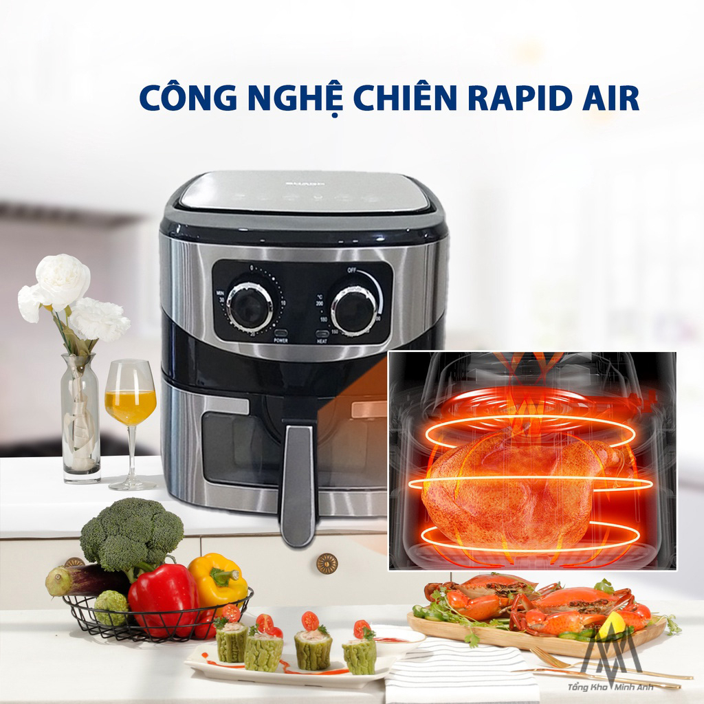 Nồi chiên không dầu 12L Seka - SHARP ThaiLand KS12 mặt trước có kính kiểm soát nướng, Dung tích 12L
