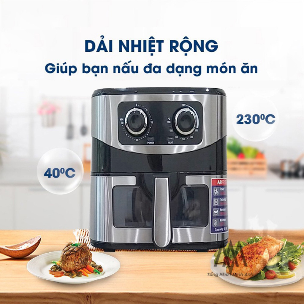 Nồi chiên không dầu 12L Seka - SHARP ThaiLand KS12 mặt trước có kính kiểm soát nướng, Dung tích 12L