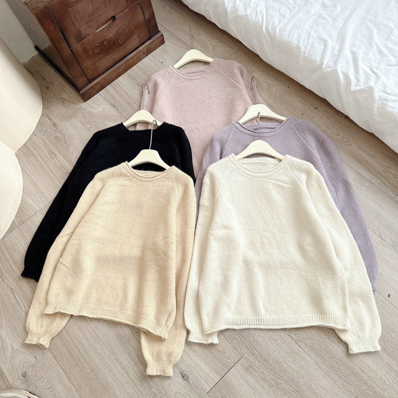 Áo Len dáng form rộng co dãn lông cừu trơn siêu mềm mịn, áo len nữ mùa đông - Osaa daily