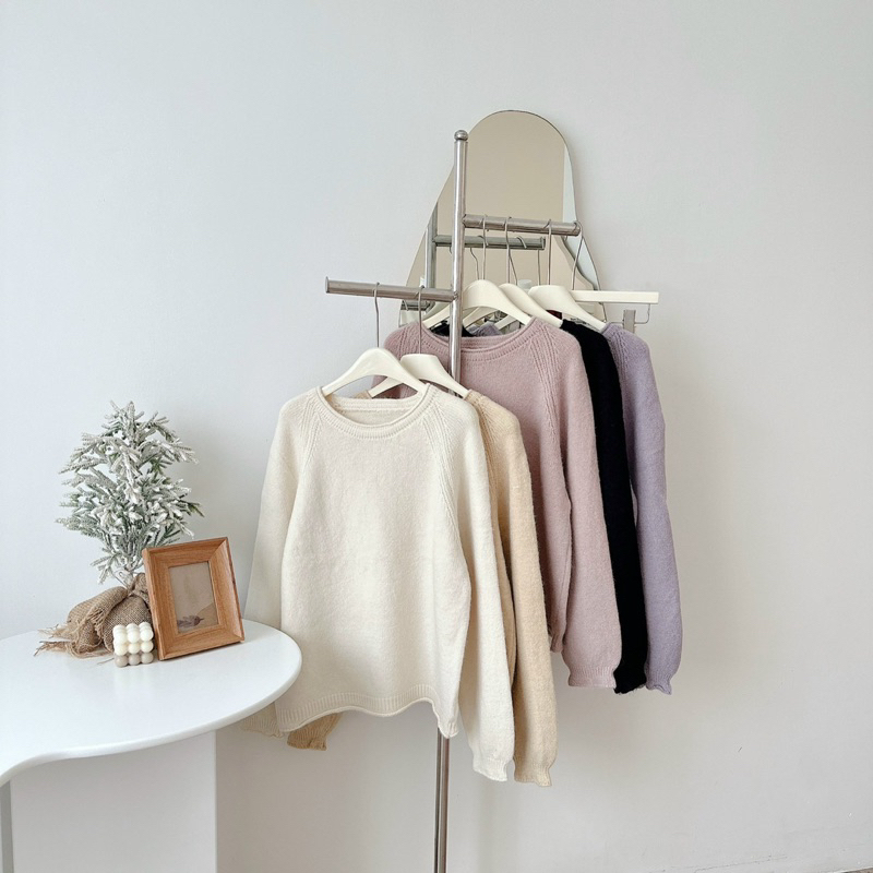 Áo Len dáng form rộng co dãn lông cừu trơn siêu mềm mịn, áo len nữ mùa đông - Osaa daily