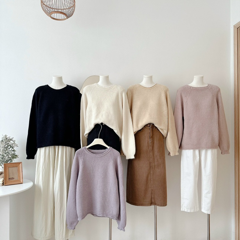 Áo Len dáng form rộng co dãn lông cừu trơn siêu mềm mịn, áo len nữ mùa đông - Osaa daily
