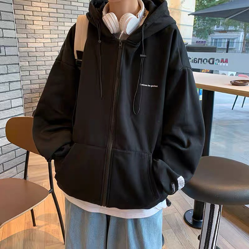 Áo khoác Hoodie zip unisex - Thêu chữ trước ngực - Áo hoodie có mũ trùm đầu phong cách Hàn Quốc. X.STORE.