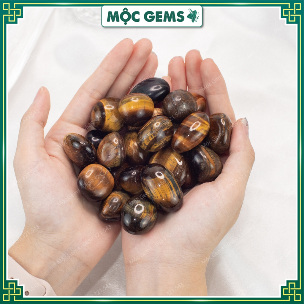 Đá Thanh Tẩy Mắt Hổ Màu Nâu Vàng Rung Bóng , Dùng Trang Trí Nhà Cửa, Làm Đồ Decor, Thanh Tẩy Năng Lượng