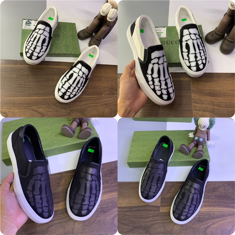 Giày Slipon Amiri Vải Phối Tay Xương Da GS23P