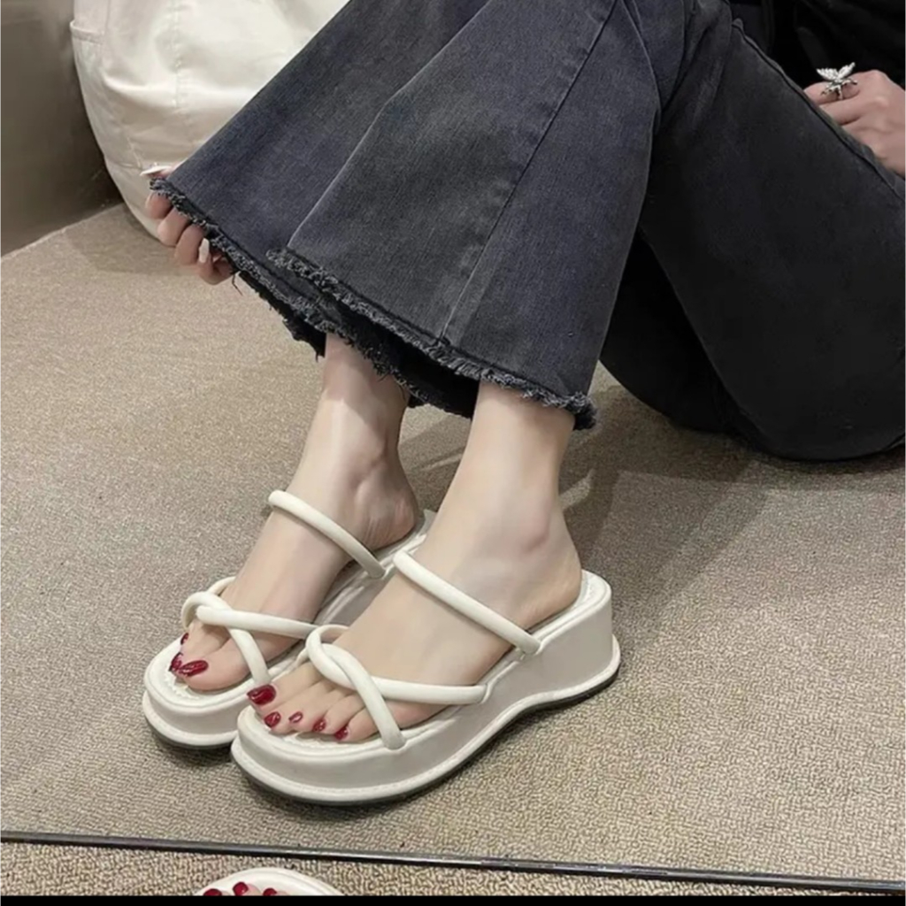 FREE SHIP Dép nữ quai ngang đế bánh mì quai da êm mềm