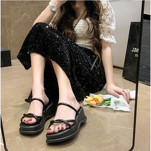 FREE SHIP Dép nữ quai ngang đế bánh mì quai da êm mềm