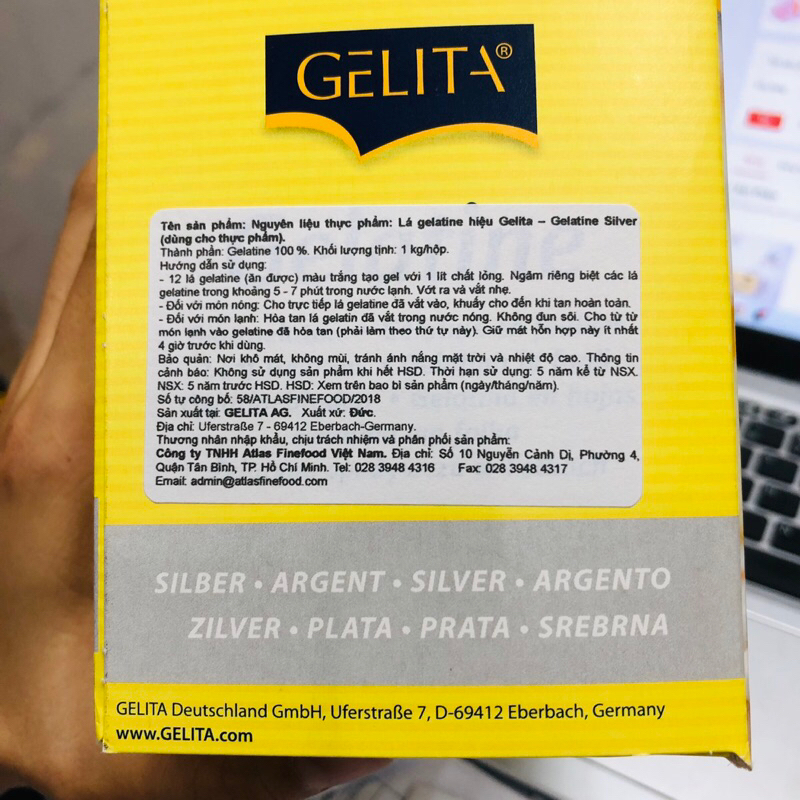 Lá gelatine Gelita Đức