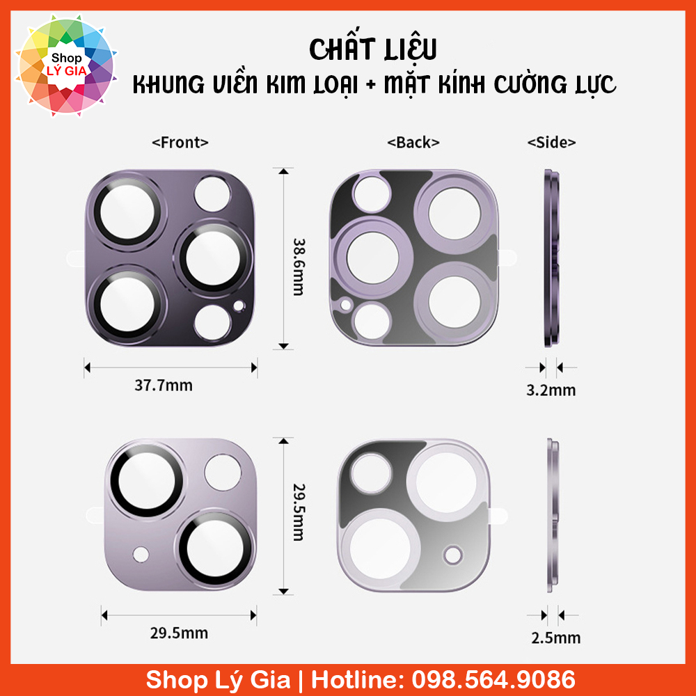 Khung kim loại bảo vệ full cụm camera iPhone 15 Pro Max / 14 Pro Max / 15 Plus