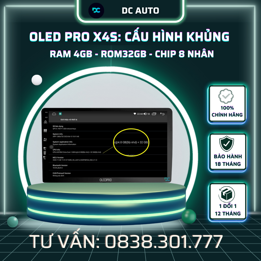 Màn hình Android Ô Tô OLEDPRO X4s Tích Hợp Camera 360 màn hình Qled ra lệnh giọng nói lắp đặt zin xe
