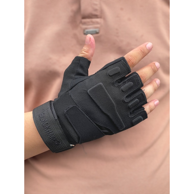 GĂNG TAY NGẮN NGÓN  BLACKHAWK ĐEN ĐI XE MÁY , TẬP GYM THỂ THAO