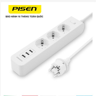 Pisen | ổ cắm điện 303-ep 3 cổng sạc ac | 3 cổng sạc usb chính hãng pisen