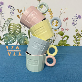 Ly sứ - cốc sứ 4 màu macaron pastel dễ thương - dung tích 320ml - ly sứ quà tặng