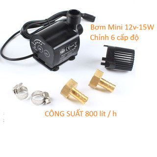Bơm mini 12v-15w chỉnh được 6 cấp độ - bơm chìm hồ cá - thủy sinh - thủy canh