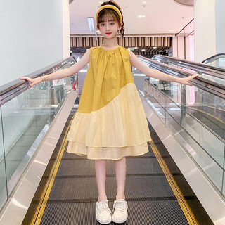 Váy cô gái, váy không tay trẻ em, váy nước ngoài, cô gái lớn vào mùa hè, cô gái trong mùa hè nữ thông thường