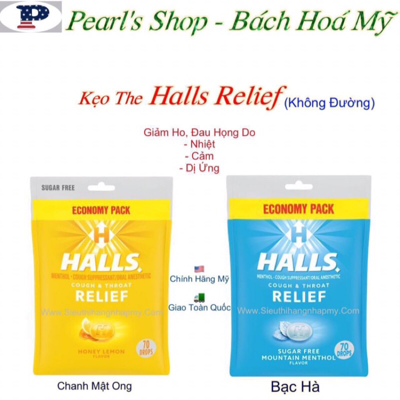 Date 10/24 Kẹo the HALLS RELIEF không đường 70 viên